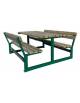Mini set composto da tavolo + 2 panchine con schienale, struttura unica in acciaio con legno di pino - Lunghezza cm 120