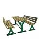 Set composta da tavolo + 2 panchine con schienale in legno di pregio, struttura in acciaio verniciato - cm 200x219,8x86h