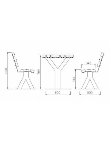 Set composta da tavolo + 2 panchine con schienale in legno di pregio, struttura in acciaio zincato e verniciato - cm 200x219,8x8