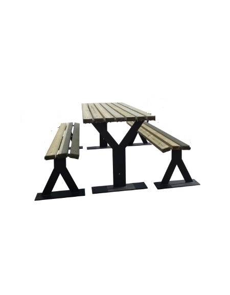 Set composta da tavolo + 2 panchine senza schienale in legno di pregio, struttura in acciaio verniciato - cm 200x219,8x86h
