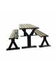Set composta da tavolo + 2 panchine senza schienale in legno di pino, struttura in acciaio verniciato - cm 200x79,9h