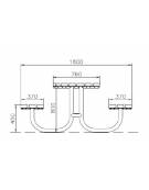 Set composto da tavolo + 2 panchine senza schienale, struttura unica in acciaio con legno di pregio - cm 200x80h