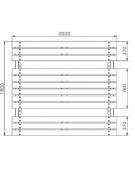 Set composto da tavolo + 2 panchine senza schienale, struttura unica in acciaio con legno di pregio - cm 200x80h