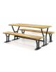 Set composto da tavolo + 2 panchine con schienale in legno di pino, struttura in acciaio verniciato - cm 200x82,4h
