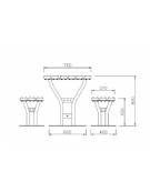 Set composto da tavolo + 2 panchine senza schienale in legno di pregio, struttura in acciaio verniciato - cm 200x80h