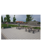 Set composto da tavolo + 2 panchine senza schienale in legno di pregio, struttura in acciaio verniciato - cm 200x80h