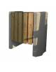 Cestino portarifiuti senza coperchio con listelli in legno di pregio e fianchi in cemento cm 73x54x75h