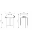 Cestino portarifiuti con coperchio , doghe in legno di pregio e fianchi in cemento - cm 73x53,7x97,2h
