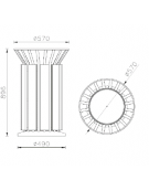 Cestino portarifiuti forma cilindrica acciaio zincato e verniciato, doghe in legno di pregio, base in ferro - cm Ø57x89,6h