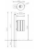 Cestino portarifiuti a forma cilindrica,paletto da inghisare, doghe in legno di pregio e coperchio spegnisigarette cm Ø35x161,7h