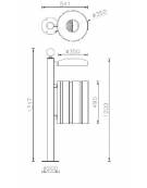 Cestino portarifiuti a forma cilindrica, da tassellare - doghe in legno di pregio e coperchio con spegnisigarette - cm 35x131,7h