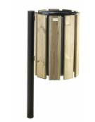 Cestino portarifiuti con paletto da tassellare, in acciaio zincato e verniciato, con doghe in legno di pino - cm 46,2x37,1x100h