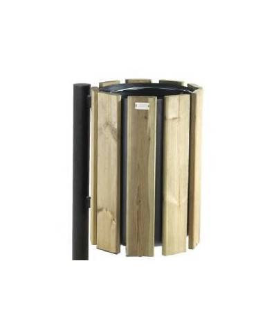 Cestino portarifiuti da fissaggio a muro, in acciaio zincato e verniciato, con doghe in legno di pregio- cm 46,2x37,1