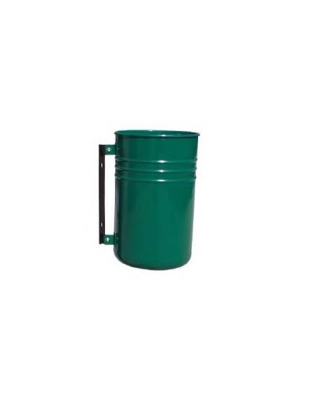 Cestino portarifiuti da fissare a muro di forma cilindrica, in acciaio zincato e verniciato - cm 33,5x51,5h