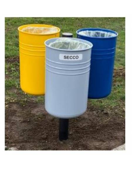 Cestino per la raccolta differenziata con 3 contenitori, da tassellare, in acciaio zincato e verniciato - cm 77,9x70,9x100h