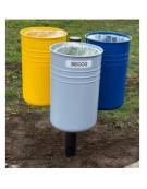 Cestino per la raccolta differenziata con 4 contenitori, da tassellare, in acciaio zincato e verniciato - cm 84x84x100h