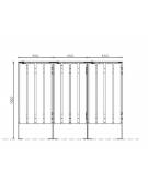 Cestone per la raccolta differenziata a 3 settori in acciaio con doghe in legno di pregio - cm 45x45x100h cad.