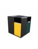 Cestone per la raccolta differenziata a 3 settori in acciaio zincato e verniciato - angolare - cm 96x96x100h