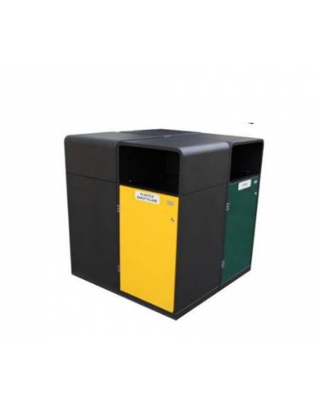 Cestone per la raccolta differenziata a 3 settori in acciaio zincato e verniciato - angolare - cm 48x48x99,8h cad.