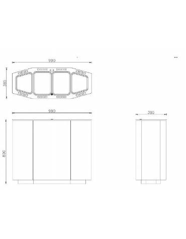 Cestino per la raccolta differenziata diviso in 4 settori, in acciaio inox - cm 99x38,5x80h