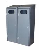 Cestino per raccolta differenziata di forma quadra, a 3 settori, realizzato in acciaio zincato e verniciato - cm 35x30x100h cad.