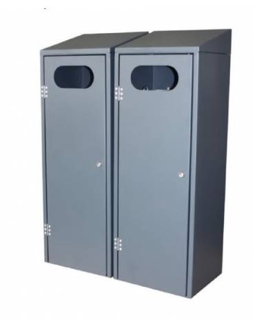 Cestino per raccolta differenziata di forma quadra, a 4 settori, realizzato in acciaio zincato e verniciato - cm 35x30x100h cad.