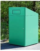 Casetta ecologica per raccolta differenziata a 2 settori, per bidoni carrellati da 120 lt, in acciaio zincato e verniciato