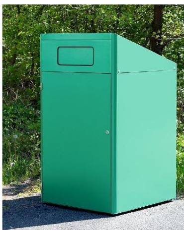 Casetta ecologica per raccolta differenziata a 2 settori, per bidoni carrellati da 120 lt, in acciaio zincato e verniciato