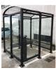 Pensilina smoking, in acciaio zincato verniciato, pareti in vetro,tetto in policarbonato, mezza anta frontale - cm 200x150x250h