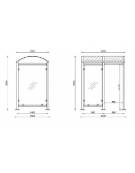 Pensilina smoking, in acciaio zincato verniciato, pareti in vetro,tetto in policarbonato, mezza anta frontale - cm 200x150x250h
