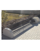 Portabici 9 posti realizzato completamente in acciaio zincato e verniciato, fianchi in cemento - cm 328x75,2x48,9h