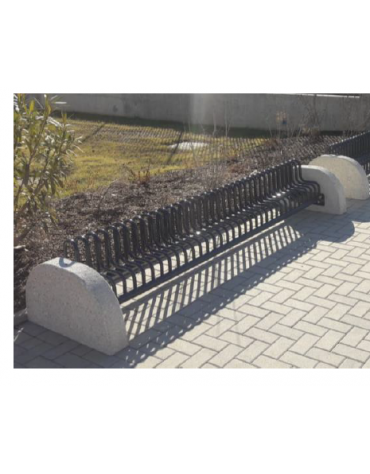 Portabici 9 posti realizzato completamente in acciaio zincato e verniciato, fianchi in cemento - cm 328x75,2x48,9h