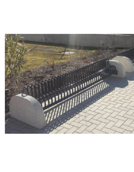 Portabici 9 posti realizzato completamente in acciaio zincato e verniciato, fianchi in cemento - cm 328x75,2x48,9h