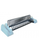 Portabici 9 + 2 posti con rastrelliera in tubolare di acciaio con sostegni laterali in cemento - cm 350x60x46,9h