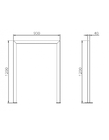 Portabici singolo realizzato in acciaio zincato e verniciato, senza traverso. Da inghisare - cm 90x120h