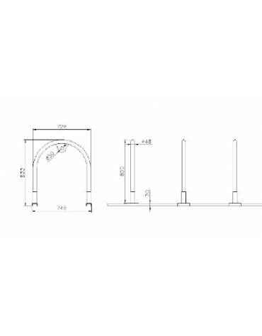 Portabici a 3 archetti, realizzato in acciaio inox. da tassellare - cm 72,8x83.3h