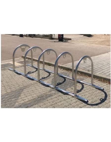 Portabici a 5 archetti, realizzato in acciaio zincato e verniciato, da tassellare - cm 320x72,8x83,3h