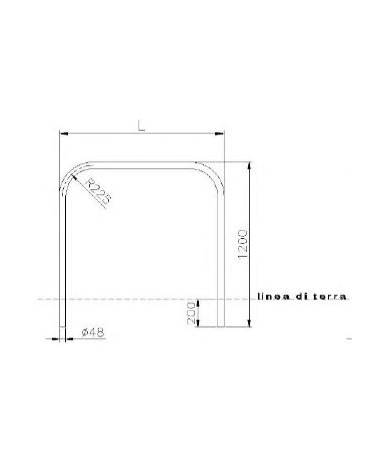 Barriera con piegatura a freddo di tubolare in acciaio Ø48 a forma di U rovesciato , da tassellare - cm 80x80h