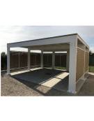 Copertura per per due posti auto con struttura in acciaio zincato e verniciato, copertura con pannelli coibentati - cm 600x500