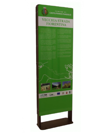 Leggio bifacciale in lamiera di acciaio piegata, struttura in acciaio zincato e verniciato - da tassellare - cm 60,2x25x190,3h