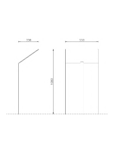 Leggio per esposizione in lamiera di acciaio piegata, zincato e verniciato - cm 55x33,6x108h