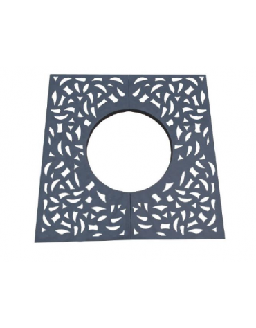 Griglia salvapiante interamente in acciaio zincato e verniciato con foro tondo - cm 120x120 - Øint.60 cm