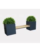 Panchina con fioriere laterali e seduta in legno di pino, realizzata in acciaio zincato e verniciato - cm 300,5x70x70h
