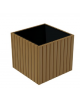 Fioriera quadrata in acciaio zincato e verniciato, rivestita in doghe di legno di pregio - cm 50x50x50h