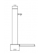 Fontana con struttura rettangolare, in acciaio zincato e verniciato, con di rubinetto in ottone e caditoia in ghisa - cm 25x70x1