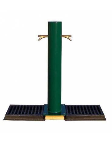 Fontana doppia, struttura tonda in acciaio zincato e verniciato, con rubinetto in ottone e caditoia in ghisa - cm Ø15,2x115x100h