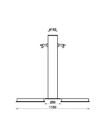 Fontana doppia,struttura tonda in acciaio zincato e verniciato, con rubinetto in ottone e caditoia in ghisa - cm 25x115x100h