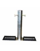 Fontana doppia con struttura in acciaio inox, completa di rubinetti in inox e caditoie in ghisa - cm 115x15,4x100h