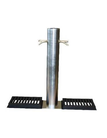 Fontana doppia con struttura in acciaio inox, completa di rubinetti in inox e caditoie in ghisa - cm 115x15,4x100h