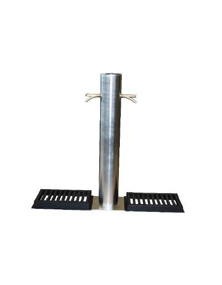 Fontana doppia con struttura in acciaio inox, completa di rubinetti in inox e caditoie in ghisa - cm 113,4x27x100h